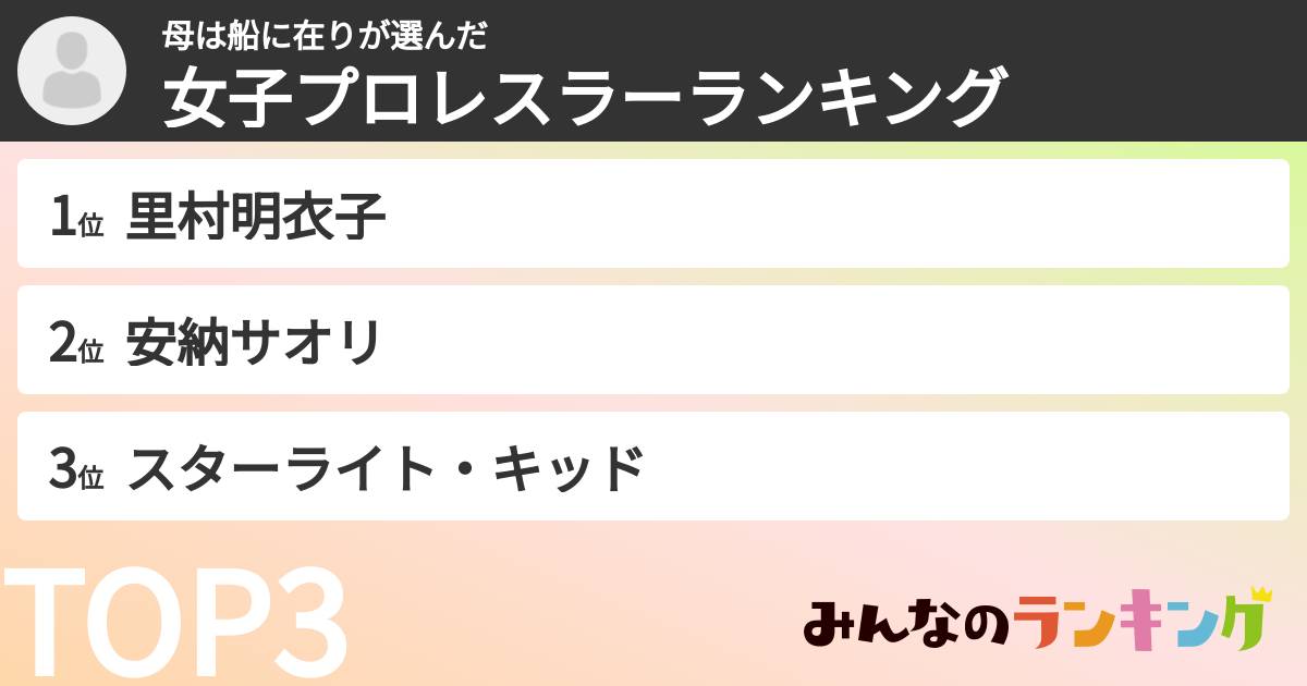 母は船に在りさんの「女子プロレスラーランキング」