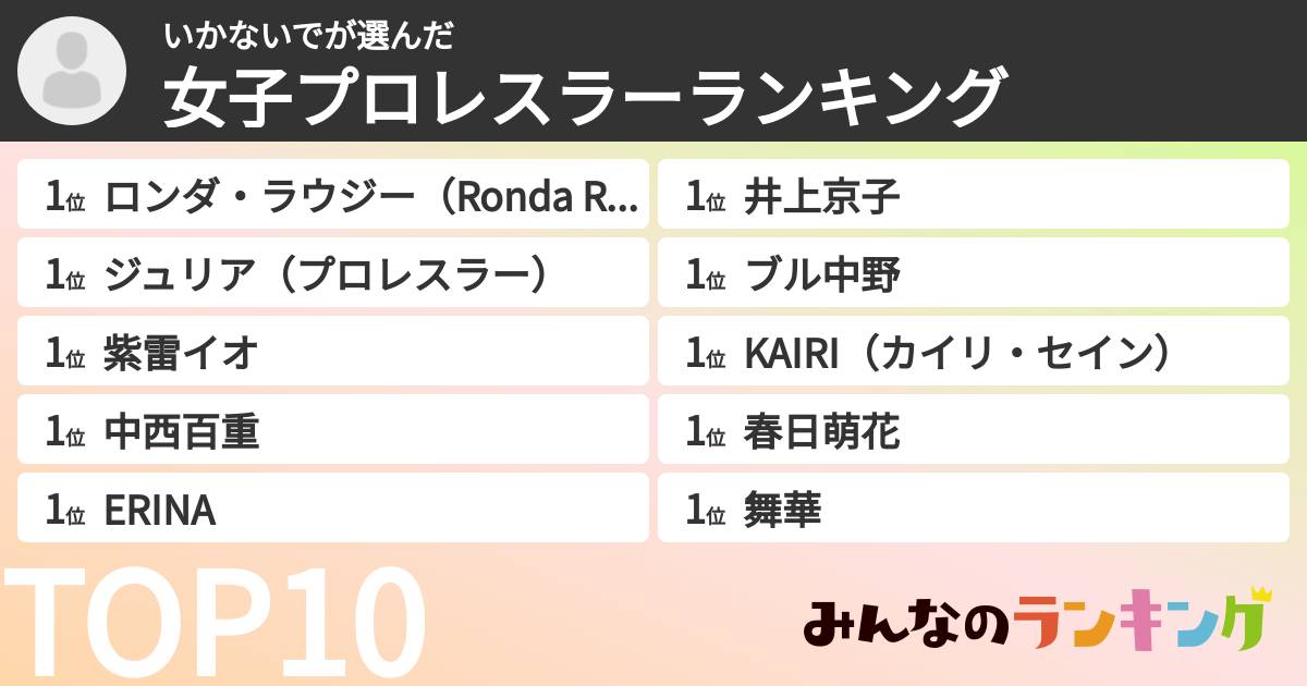 いかないでさんの「女子プロレスラーランキング」