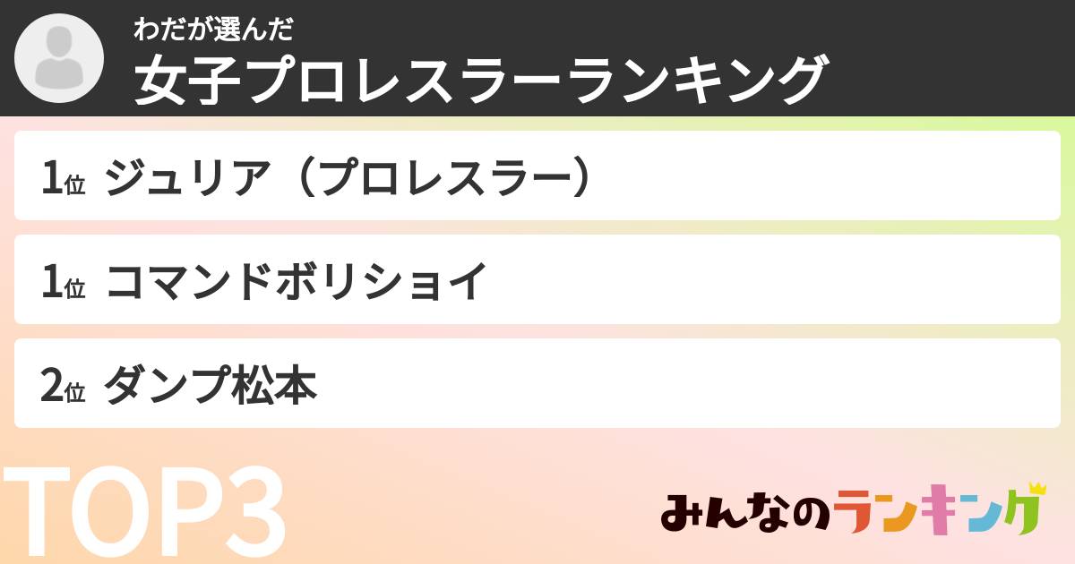 わださんの「女子プロレスラーランキング」