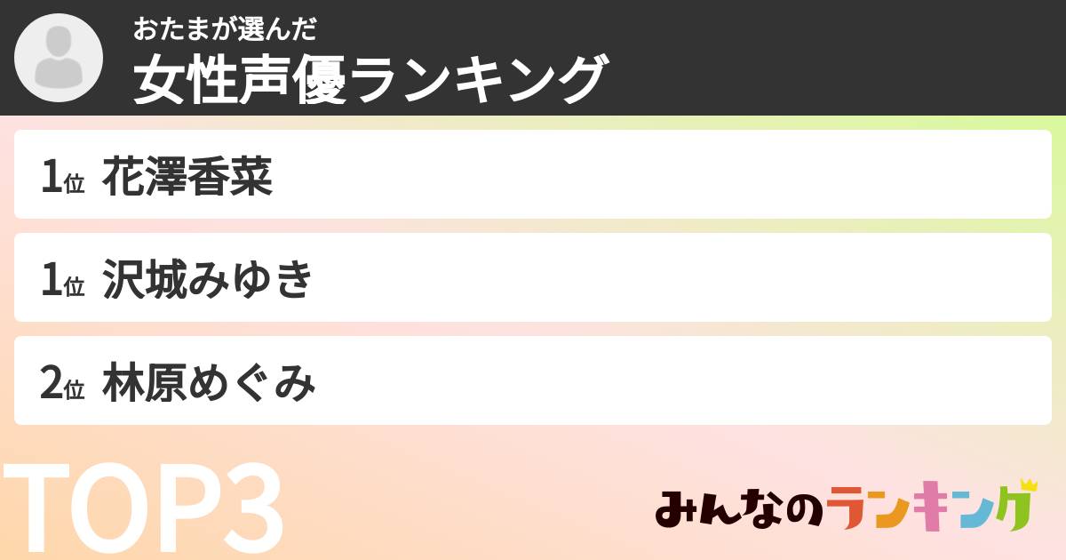 おたまさんの「女性声優ランキング」