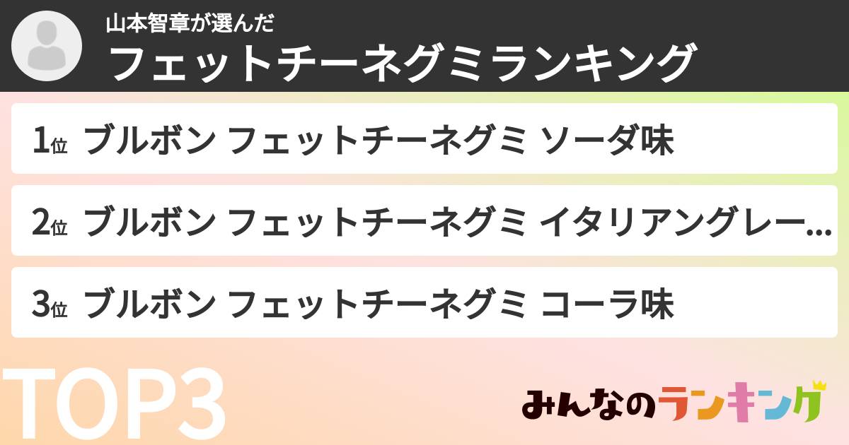 山本智章さんの「フェットチーネグミランキング」