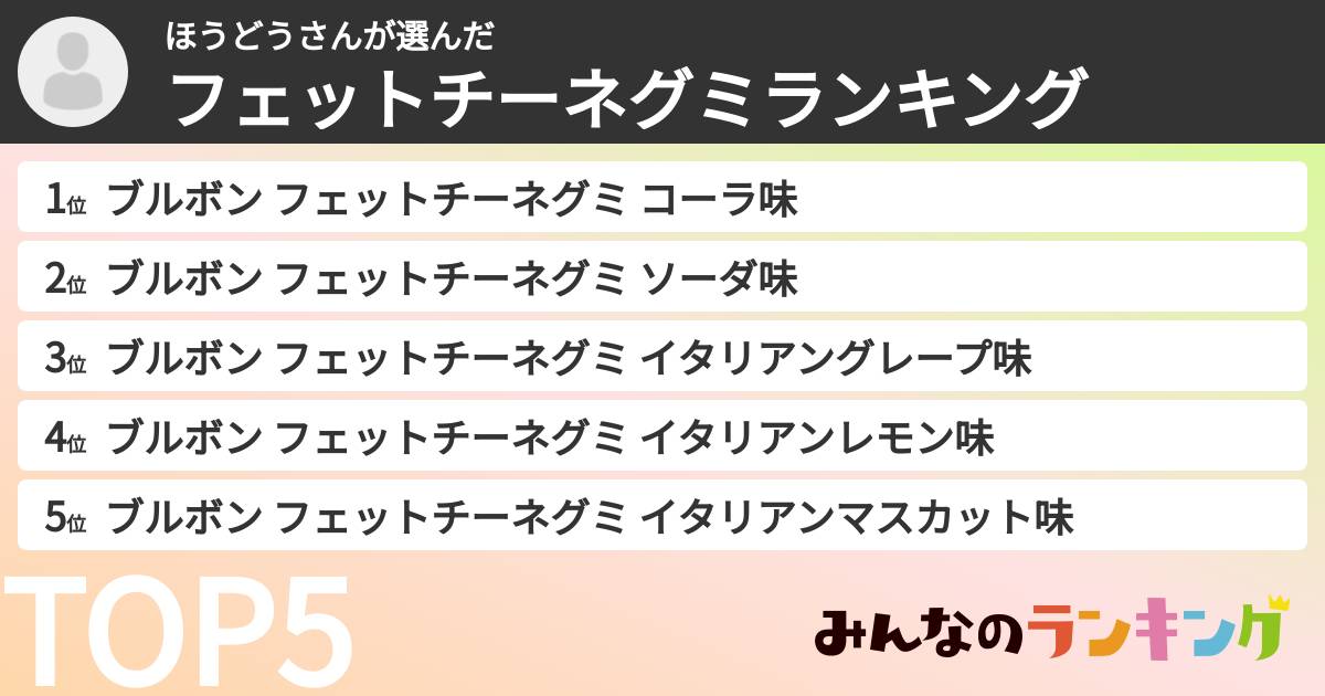 ほうどうさんさんの「フェットチーネグミランキング」