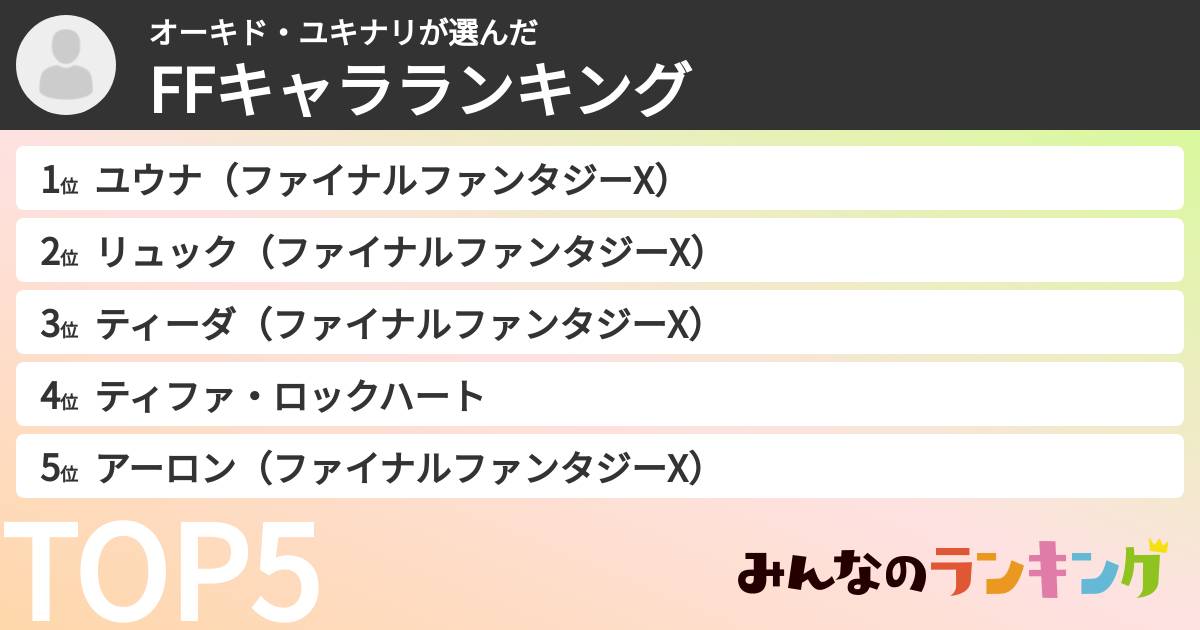 オーキド・ユキナリさんの「FFキャラランキング」