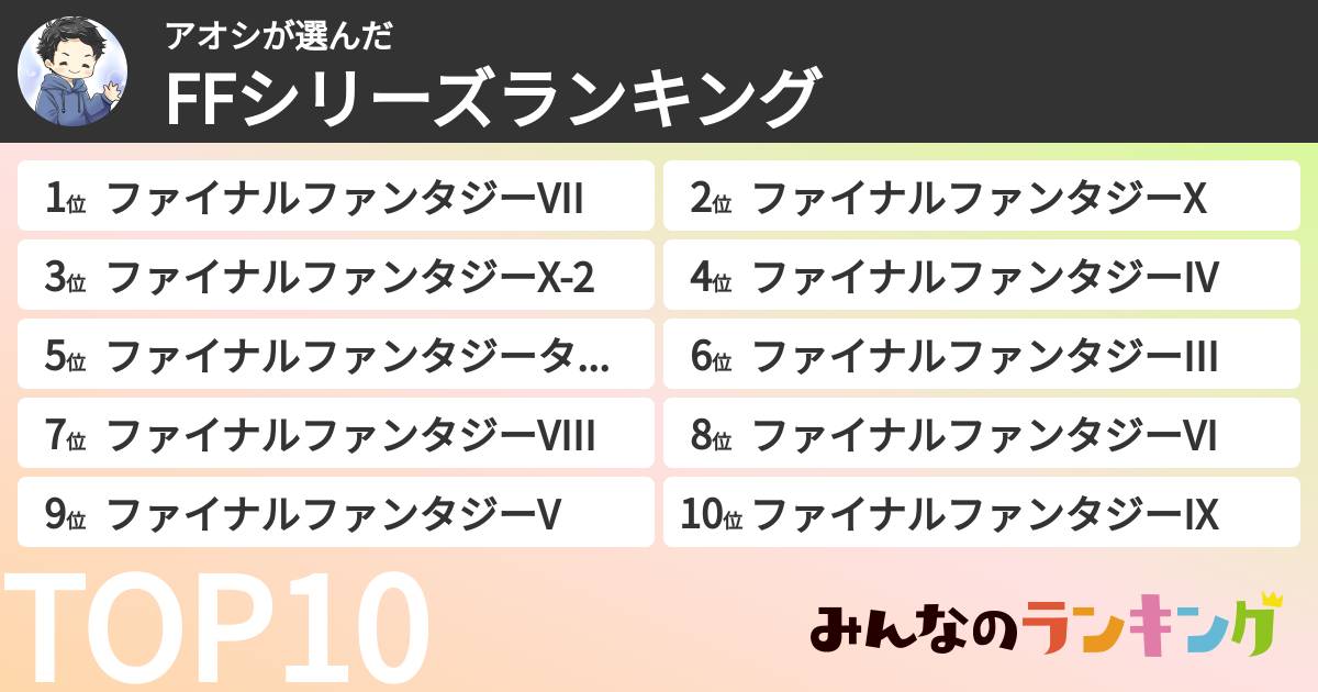 アオシさんの「FFシリーズランキング」