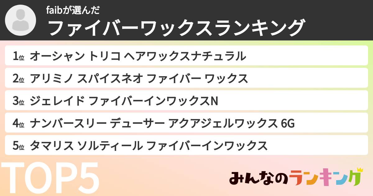 faibさんの「ファイバーワックスランキング」