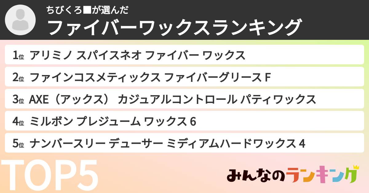 ちびくろ■さんの「ファイバーワックスランキング」