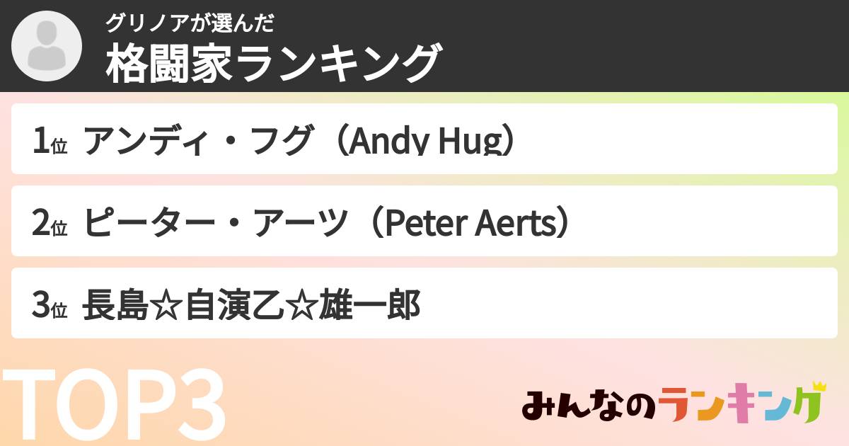 グリノアさんの「格闘家ランキング」