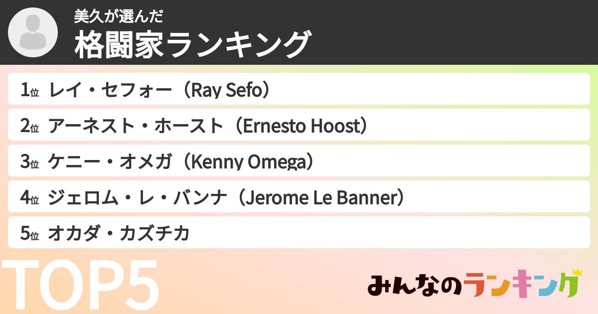 美久さんの「格闘家ランキング」