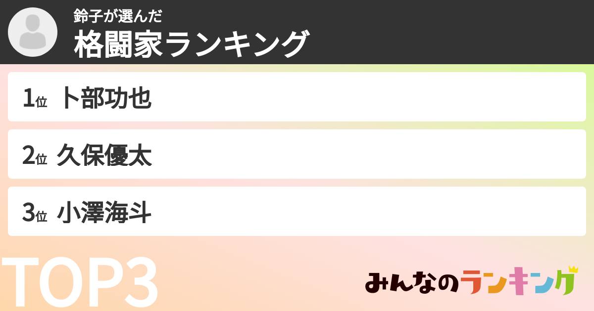 鈴子さんの「格闘家ランキング」