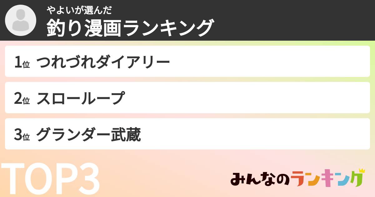 やよいさんの「釣り漫画ランキング」