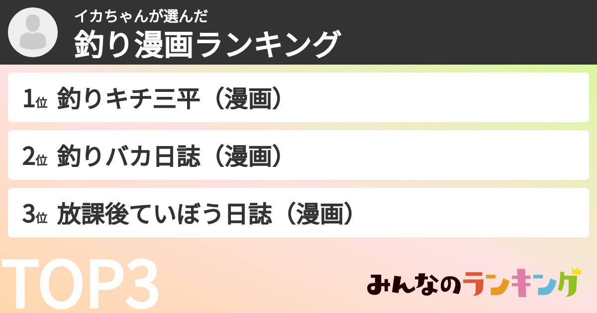 イカちゃんさんの「釣り漫画ランキング」