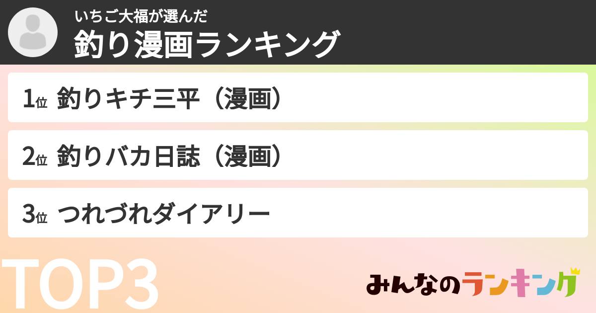 いちご大福さんの「釣り漫画ランキング」