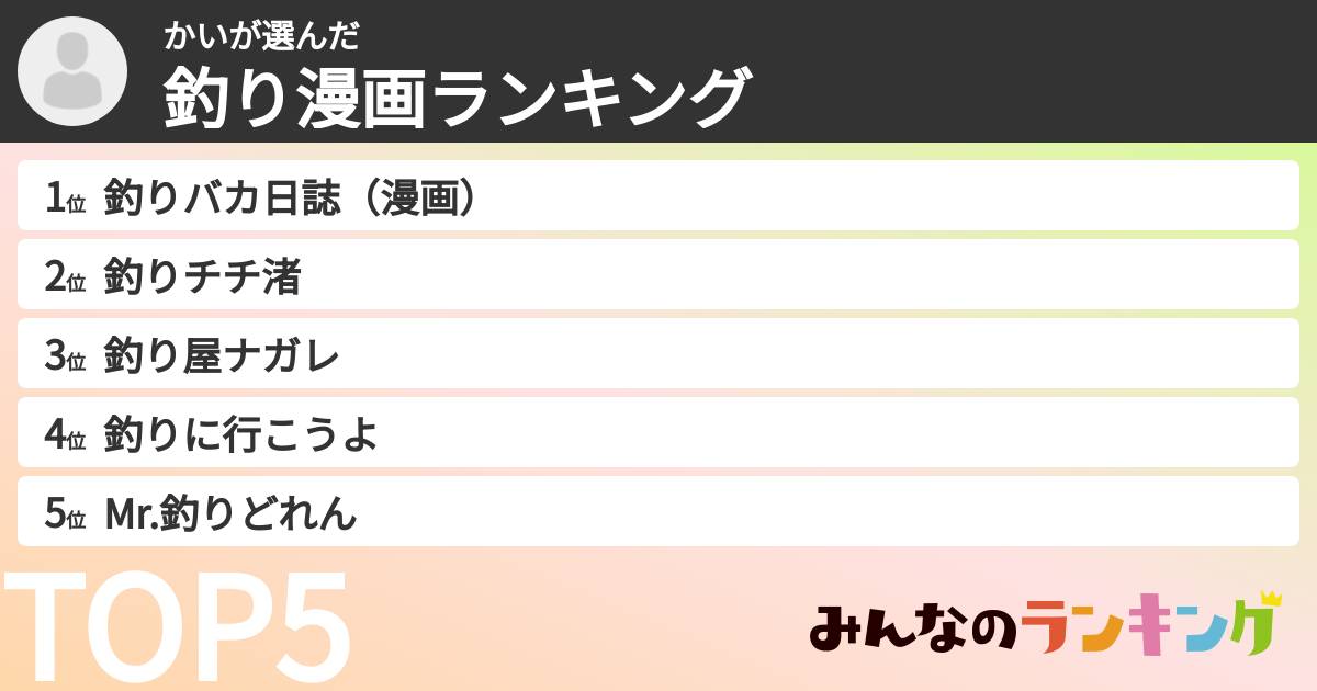 かいさんの「釣り漫画ランキング」
