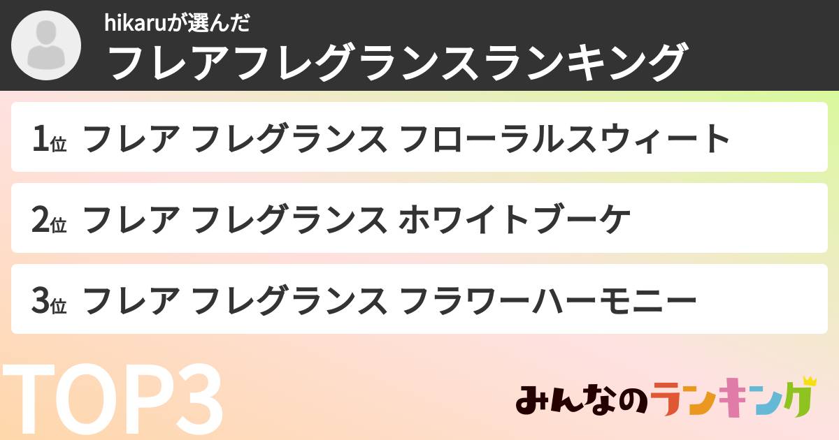 hikaruさんの「フレアフレグランスランキング」