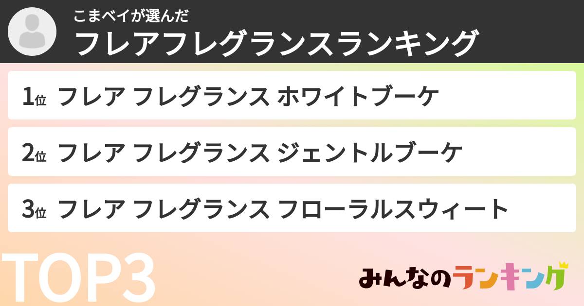 こまベイさんの「フレアフレグランスランキング」