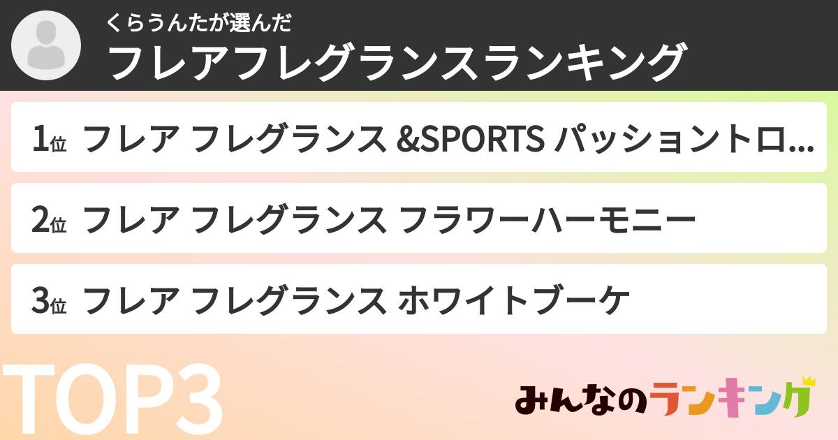 くらうんたさんの「フレアフレグランスランキング」