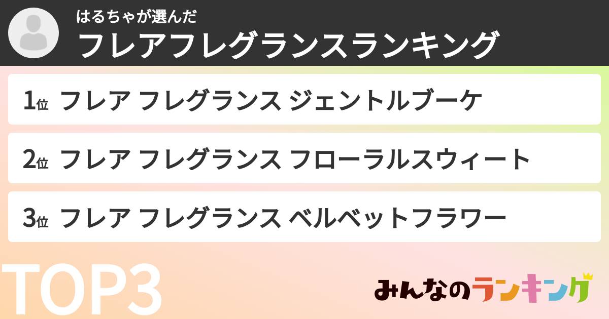 はるちゃさんの「フレアフレグランスランキング」