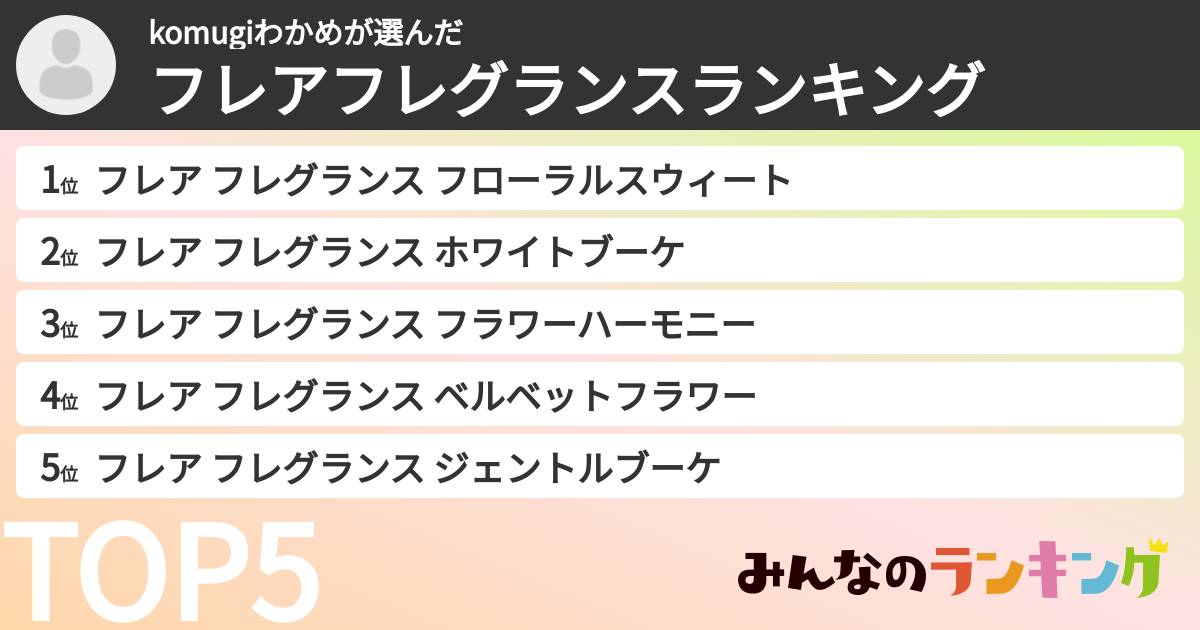 komugiわかめさんの「フレアフレグランスランキング」