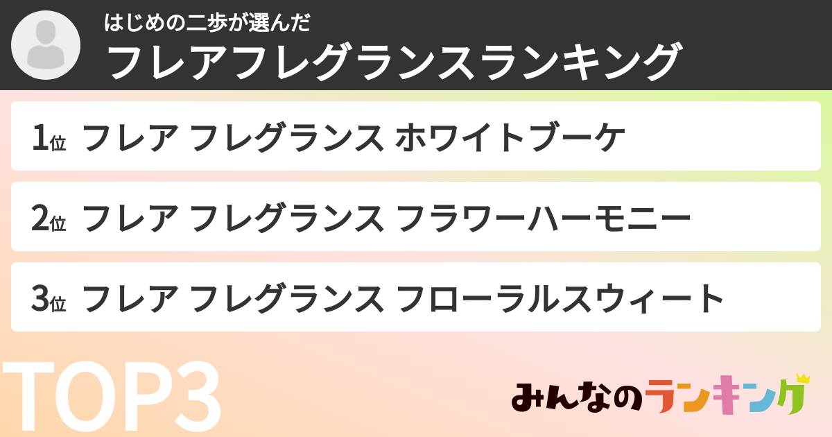 はじめの二歩さんの「フレアフレグランスランキング」