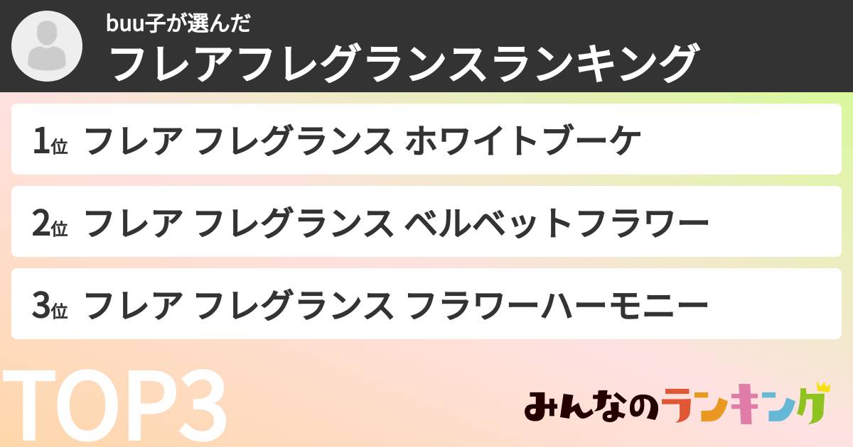 buu子さんの「フレアフレグランスランキング」