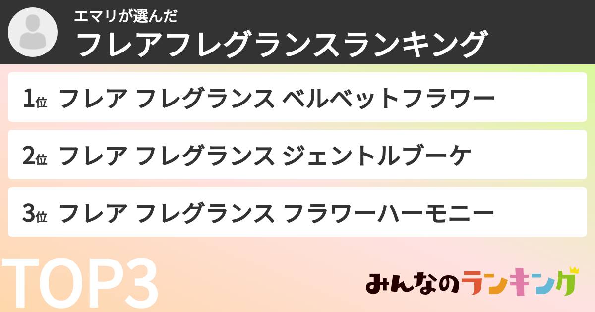 エマリさんの「フレアフレグランスランキング」