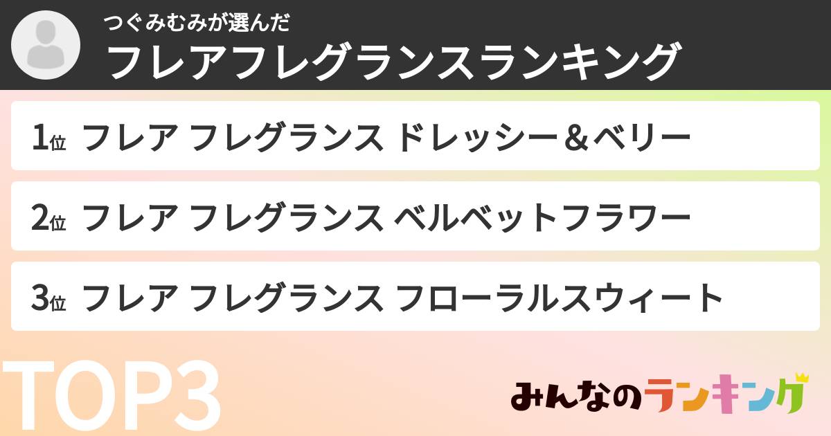 つぐみむみさんの「フレアフレグランスランキング」