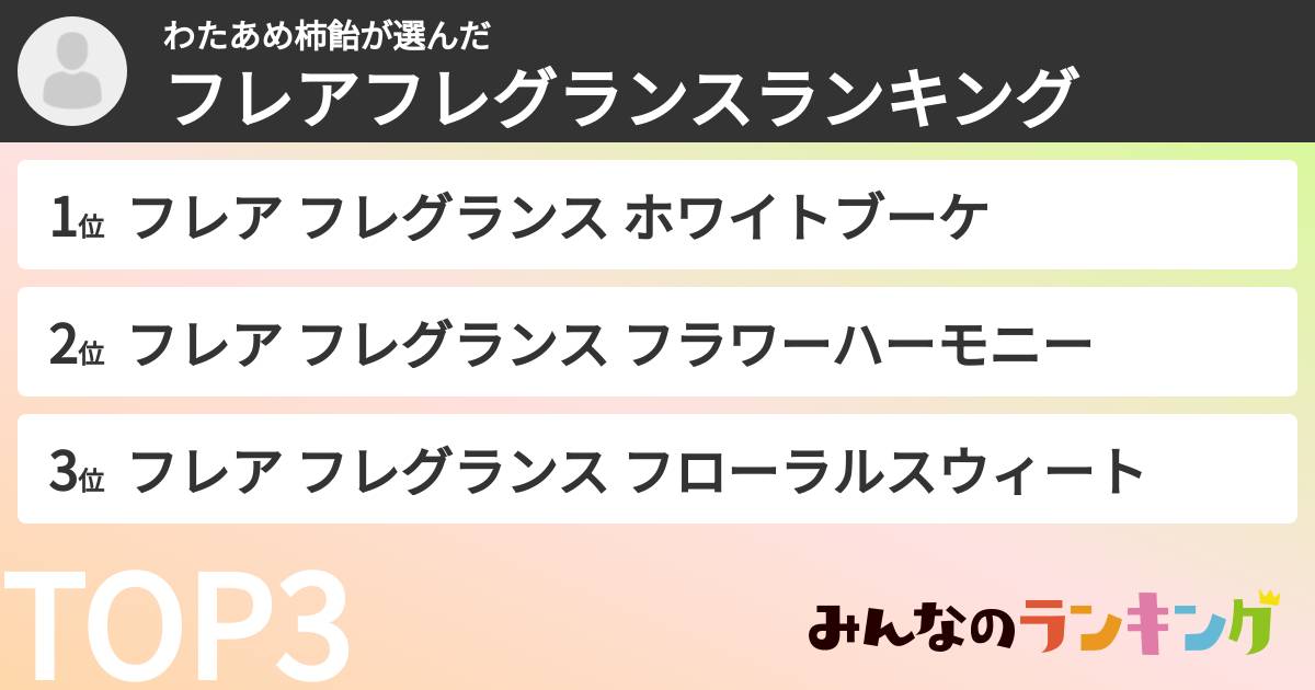 わたあめ柿飴さんの「フレアフレグランスランキング」
