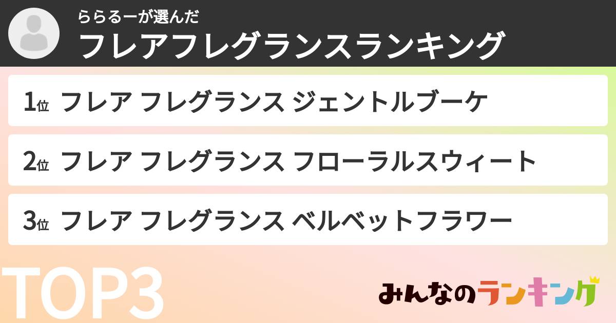 ららるーさんの「フレアフレグランスランキング」