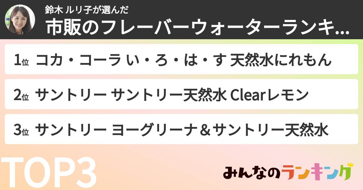鈴木 ルリ子さんの「市販のフレーバーウォーターランキング」