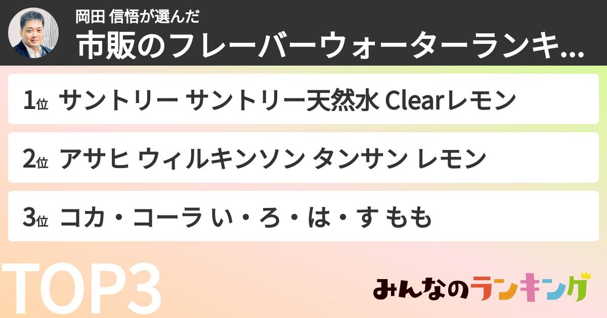 岡田 信悟さんの「市販のフレーバーウォーターランキング」