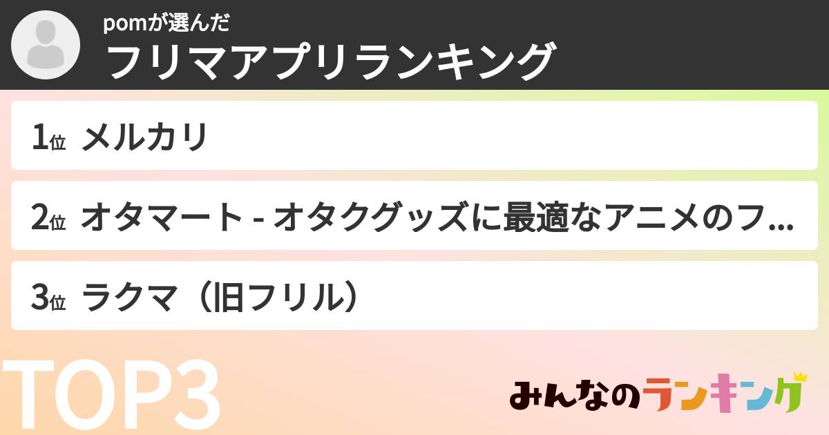 pomさんの「フリマアプリランキング」