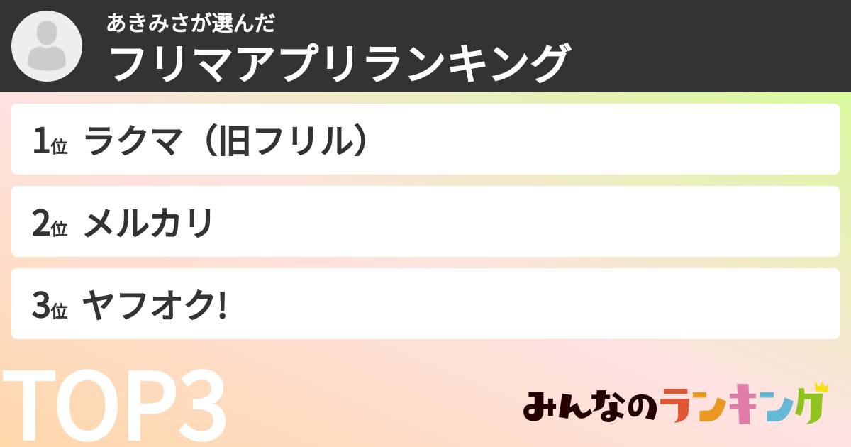 あきみささんの「フリマアプリランキング」