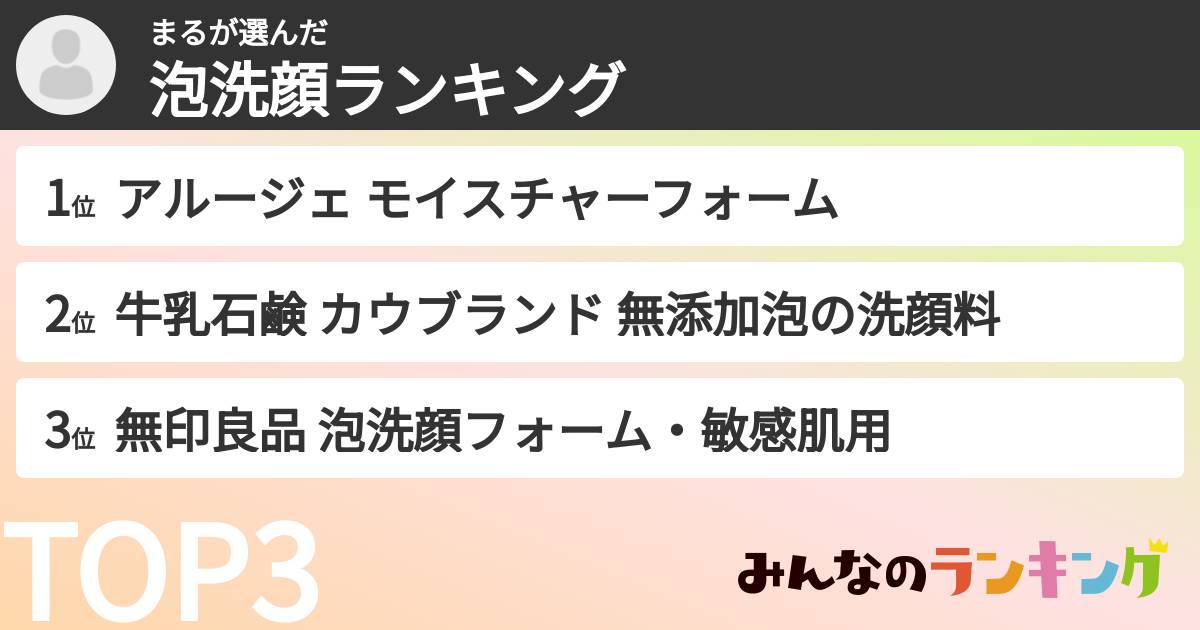 まるさんの「泡洗顔ランキング」