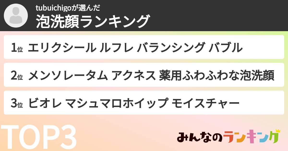 tubuichigoさんの「泡洗顔ランキング」