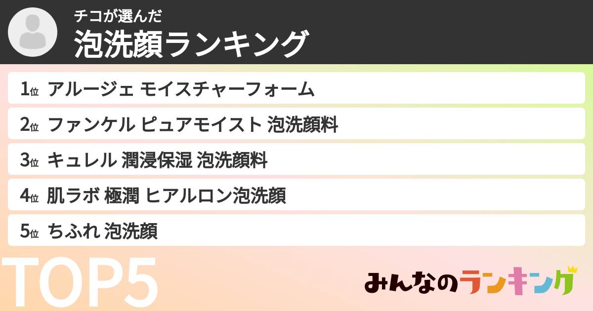 チコさんの「泡洗顔ランキング」