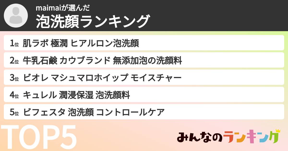 maimaiさんの「泡洗顔ランキング」
