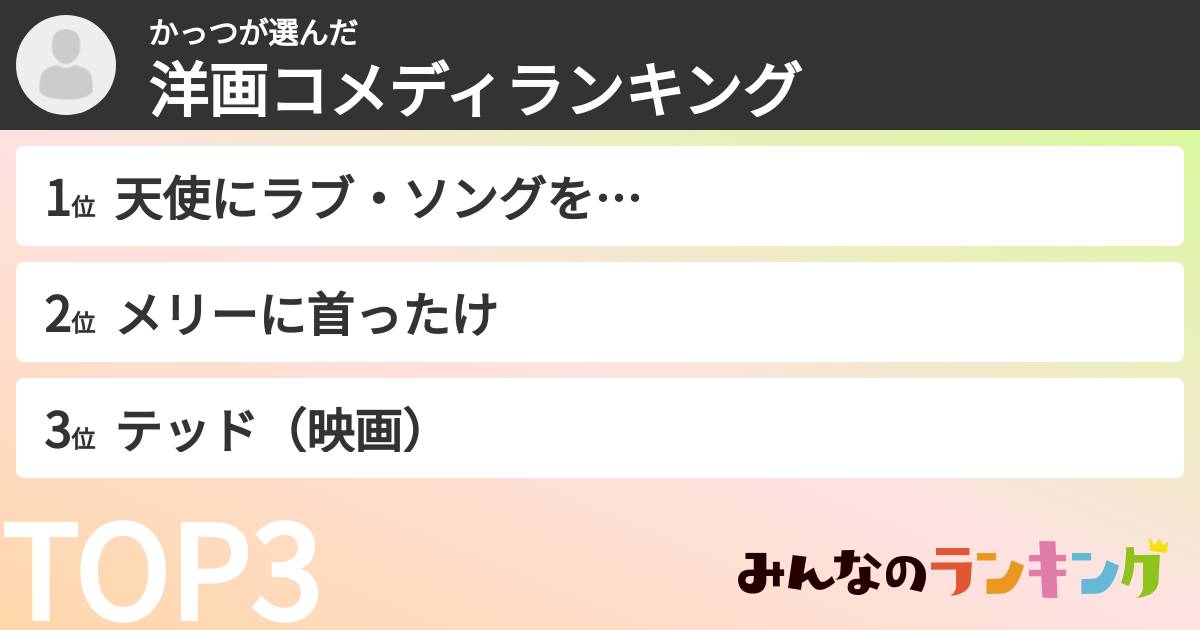かっつさんの「洋画コメディランキング」