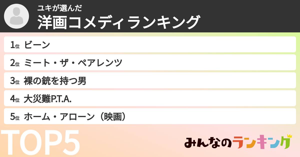 ユキさんの「洋画コメディランキング」