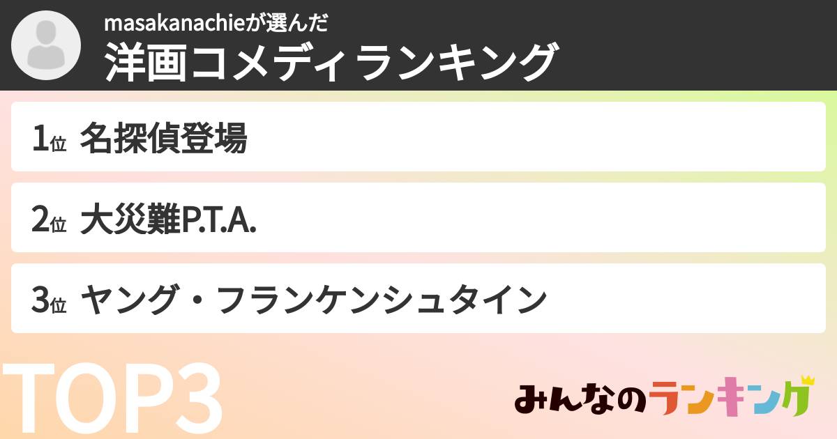 masakanachieさんの「洋画コメディランキング」
