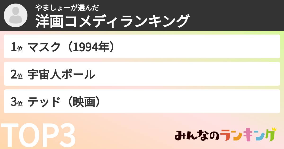 やましょーさんの「洋画コメディランキング」