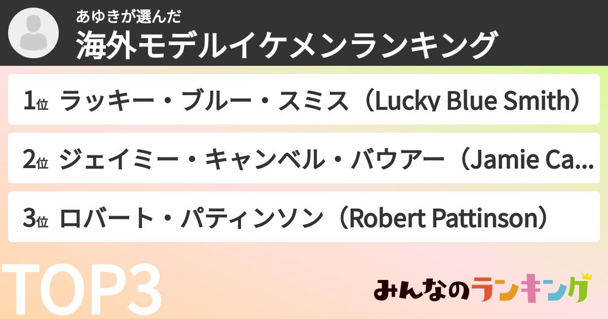 あゆきさんの「海外モデルイケメンランキング」