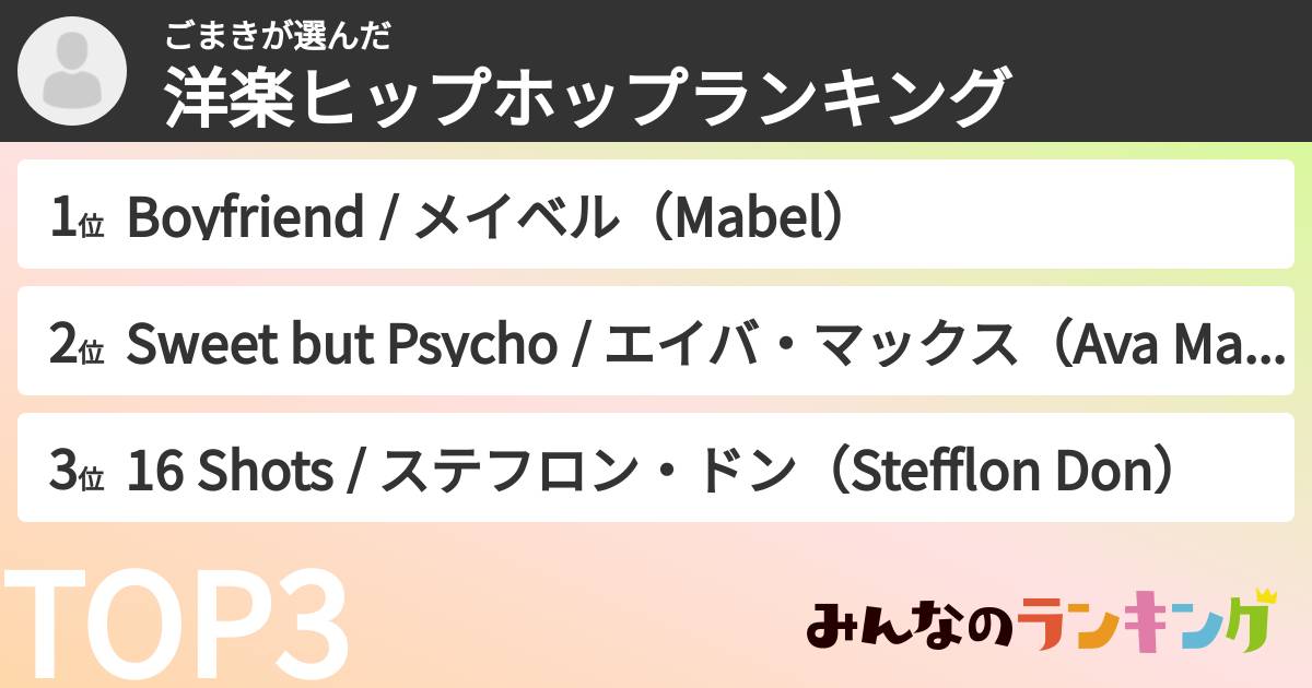 ごまきさんの「洋楽ヒップホップランキング」
