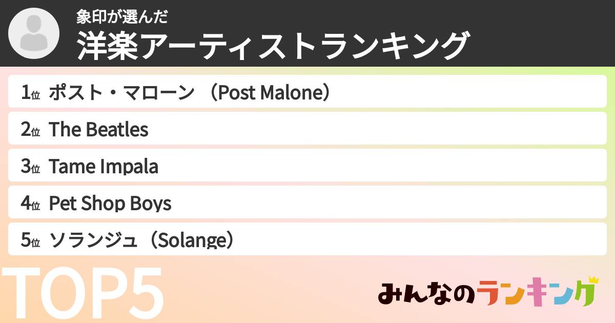 象印さんの「洋楽アーティストランキング」