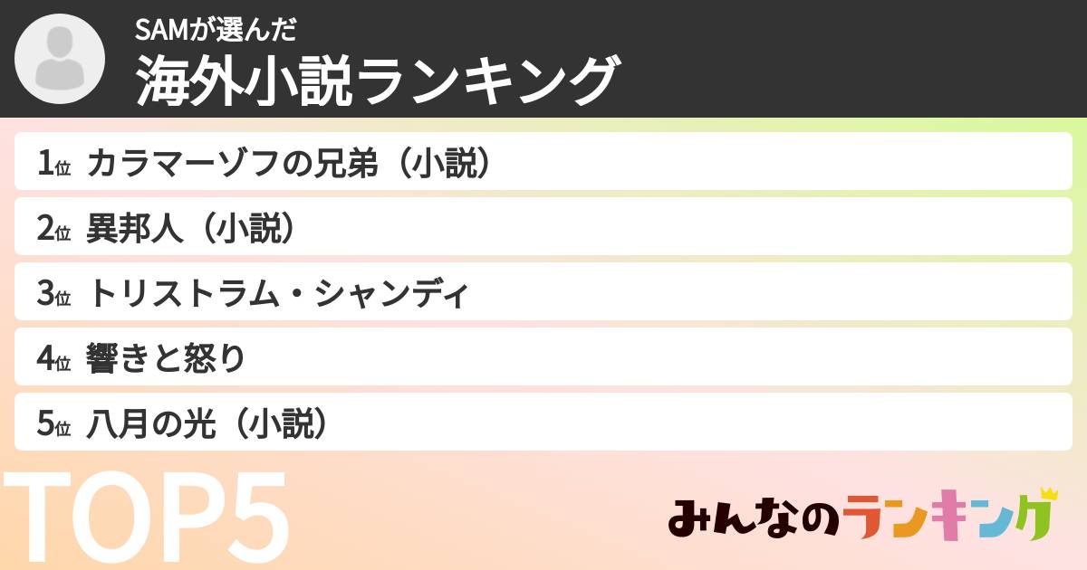 SAMさんの「海外小説ランキング」