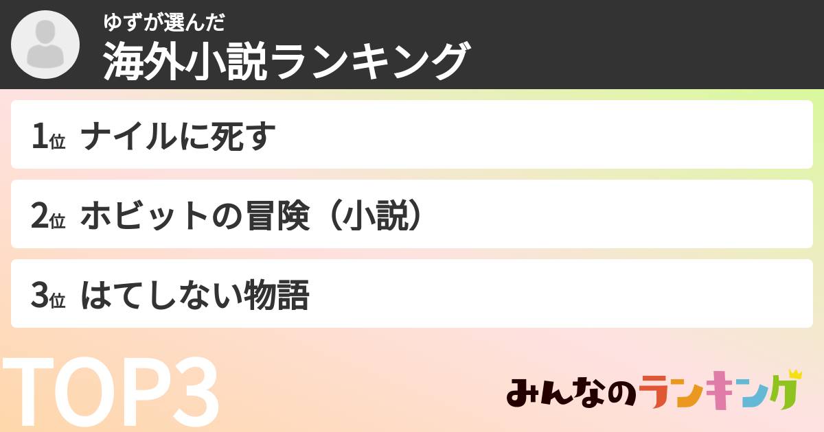 ゆずさんの「海外小説ランキング」