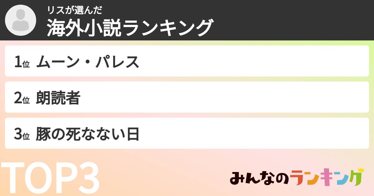 リスさんの「海外小説ランキング」