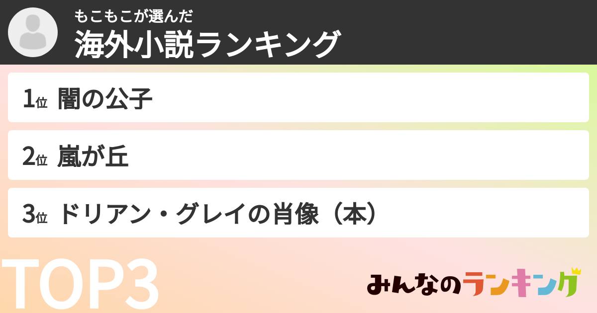もこもこさんの「海外小説ランキング」