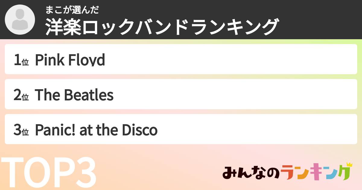 まこさんの「洋楽ロックバンドランキング」