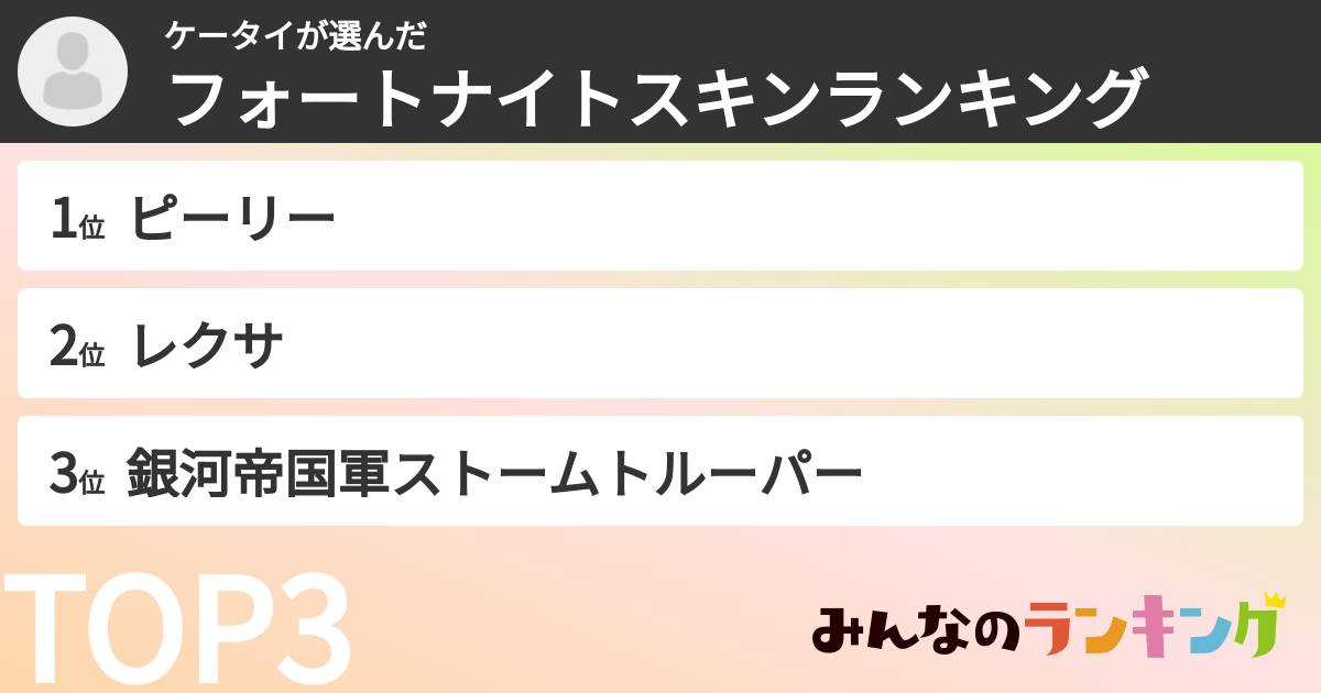 ケータイさんの「フォートナイトスキンランキング」