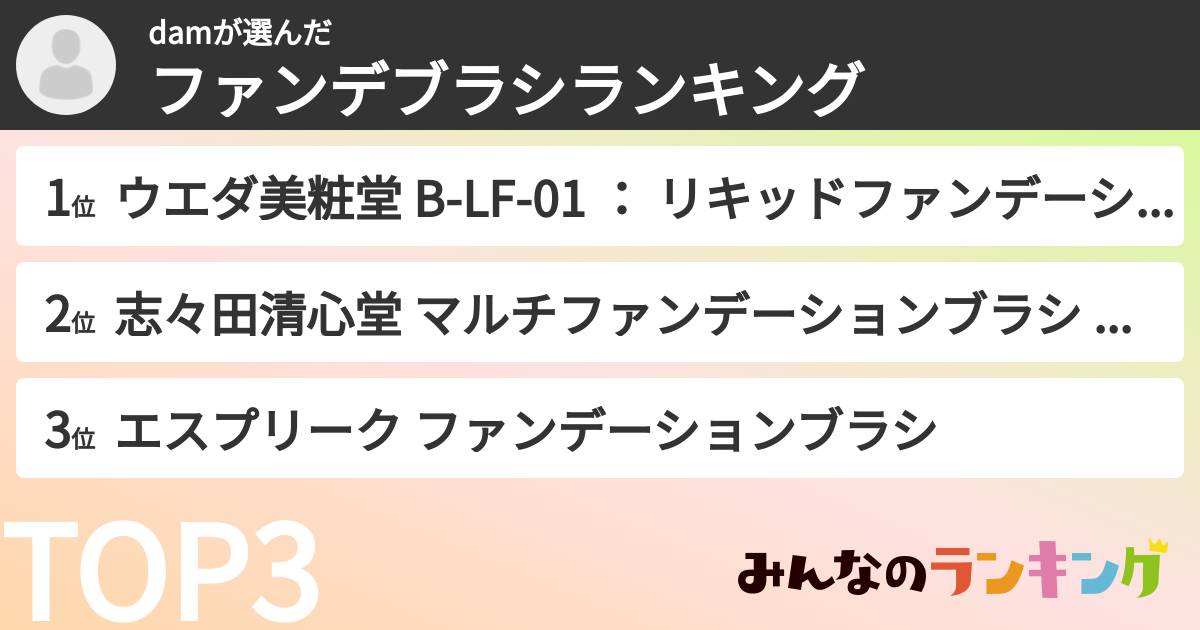 damさんの「ファンデブラシランキング」